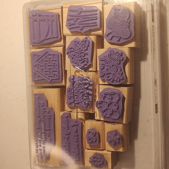 Stampin' Up! Basket Full Of Fun Wood Mounted Rubber Stamp Set Of 13 Stamps - Picture 7 of 7